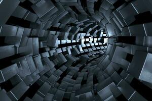 3d rendering, dark science-fiction tunnel, dark background photo