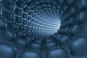 3d rendering, dark science-fiction tunnel, dark background photo