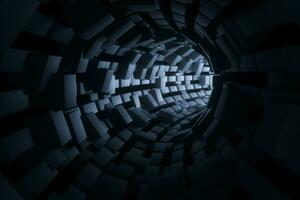 3d rendering, dark science-fiction tunnel, dark background photo