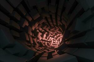 3d rendering, dark science-fiction tunnel, dark background photo