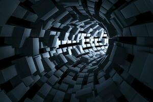 3d rendering, dark science-fiction tunnel, dark background photo