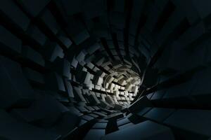 3d rendering, dark science-fiction tunnel, dark background photo