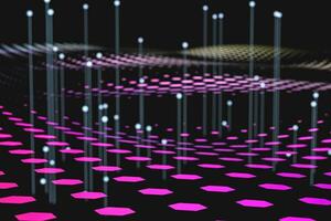 3d rendering, flow dot with gradient background photo