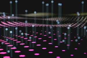 3d rendering, flow dot with gradient background photo