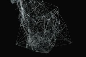 Technological structure lines with black background, 3d rendering. photo