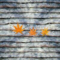 Leaves scattered on the wooden table, 3d rendering. photo