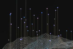 3d rendering, flow dot with gradient background photo