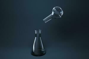 Chemical instruments and reagents in the lab, 3d rendering photo