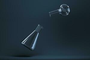 Chemical instruments and reagents in the lab, 3d rendering photo