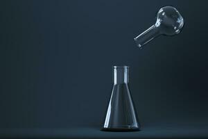 Chemical instruments and reagents in the lab, 3d rendering photo