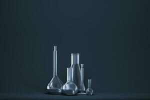 Chemical instruments and reagents in the lab, 3d rendering photo