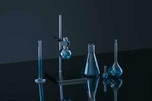 Chemical instruments and reagents in the lab, 3d rendering photo