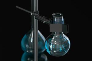 Chemical instruments and reagents in the lab, 3d rendering photo