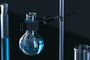 Chemical instruments and reagents in the lab, 3d rendering photo