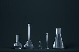 Chemical instruments and reagents in the lab, 3d rendering photo