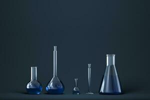 Chemical instruments and reagents in the lab, 3d rendering photo