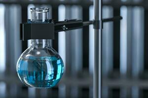 Chemical instruments and reagents in the lab, 3d rendering photo