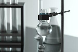 Chemical instruments and reagents in the lab, 3d rendering photo