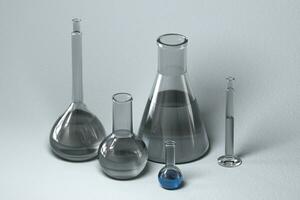 Chemical instruments and reagents in the lab, 3d rendering photo