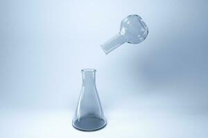 Chemical instruments and reagents in the lab, 3d rendering photo