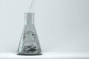 Chemical instruments and reagents in the lab, 3d rendering photo