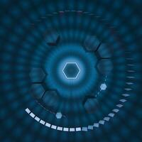 Hexagon cube with dark background, surrounded by glowing lines, 3d rendering. photo