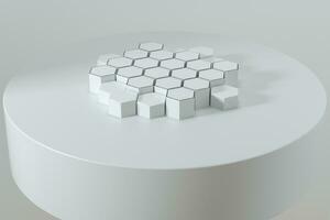 White hexagonal platforms connected together background, 3d rendering photo