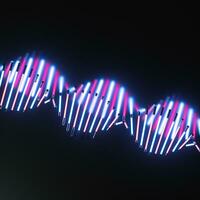 Glowing neon tubes and DNA shape, 3d rendering. photo