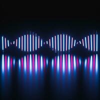 Glowing neon tubes and DNA shape, 3d rendering. photo