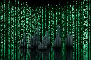 Glowing digital lines with dark background, 3d rendering photo