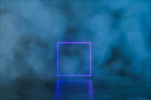 An empty concrete room filled with mist, 3d rendering photo
