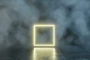 An empty concrete room filled with mist, 3d rendering photo