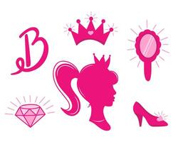 doll things set, mirror, shoe and diamond. Illustration for printing, backgrounds, covers and packaging. Image can be used for greeting cards, posters and sticker. Isolated on white background. vector