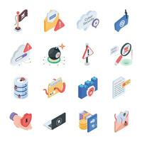 Bundle of Security and Cybercrimes Isometric Icons vector