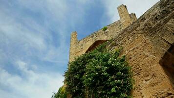 View of the walls and tower of the ancient castle video