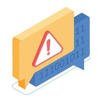 An isometric icon of error message vector