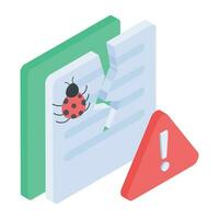 Isometric icon of folder bugs vector