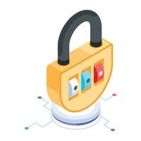 Handy isometric icon of digital lock vector