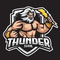 Zeus Thunder God mascot esport logo design illustrations vector template