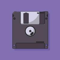 Floppy Disk Vector Icon Illustration with Outline for Design Element, Clip Art, Web, Landing page, Sticker, Banner. Flat Cartoon Style