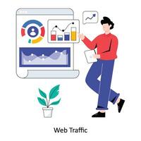 Web Traffic flat style design vector illustration. stock illustration