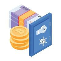 Trendy isometric icon of bank locker vector