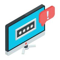 Premium isometric icon of password error vector