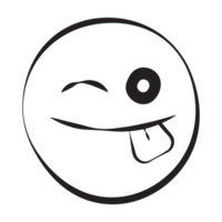 Wink Grunge Emoticons Outline Style png
