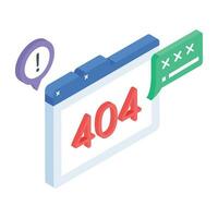 Trendy isometric icon of 404 error vector