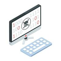 Premium isometric icon of computer virus vector