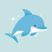 Dolphin cartoon vector illustration isolated on blue background