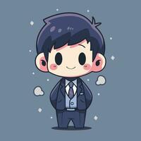 Cute boy in business suit. Vector illustration. Cartoon style