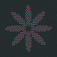 Polka dot as a flower CMYK colors overlap transparent with riso print effect vector illustration on dark gray background.