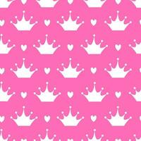 Cute trendy pink seamless pattern with crown and hearts. Beautiful girly wallpaper in the style of Barbiecore. Vector. vector